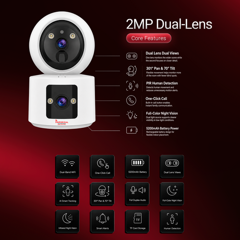 Imperial Dual Band WiFi PTZ Security Camera Motion Detection
